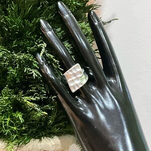 Sterling silver square ring with textured design